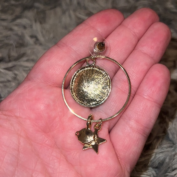 BNWOT Celestial/ Star and Moon Shape Blue and Gold Earrings - Picture 4 of 5